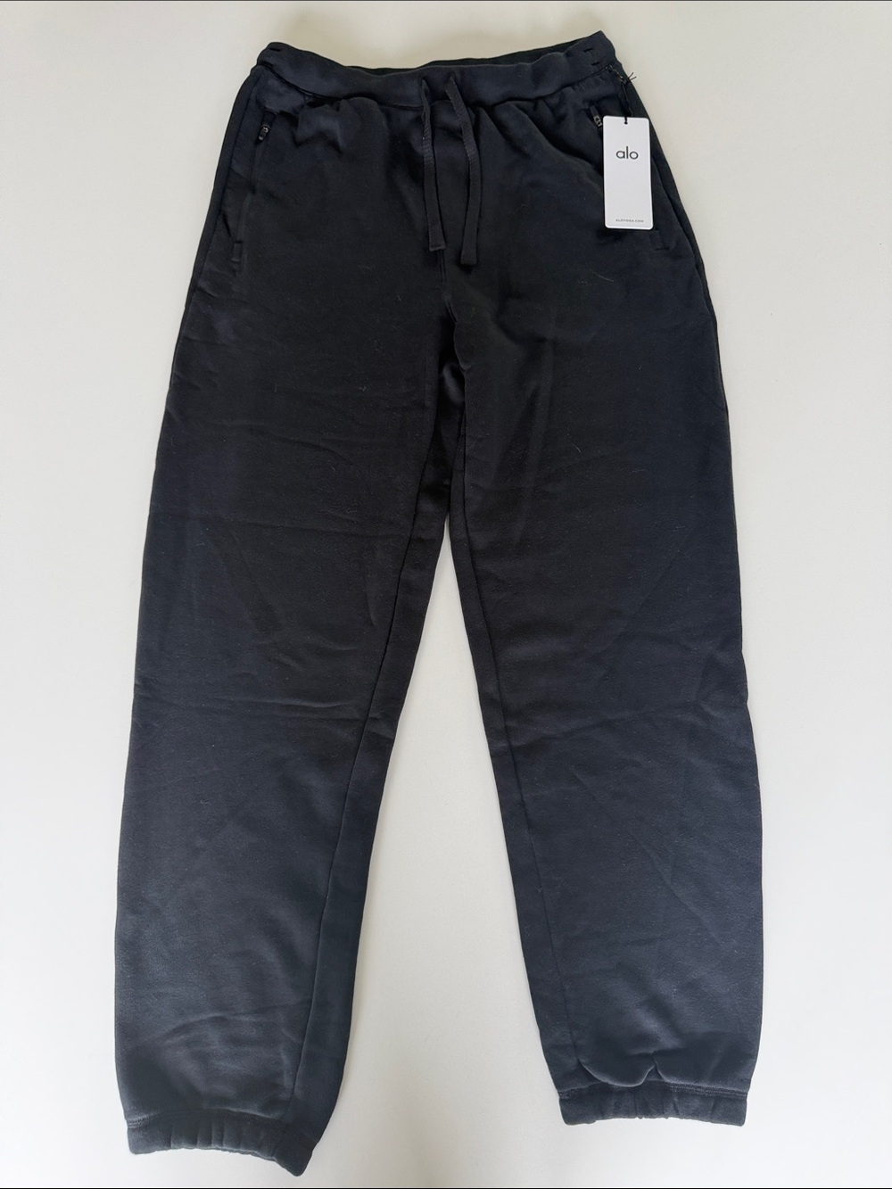 ALO Yoga Men’s Black Elastic-Waist  cotton Joggers